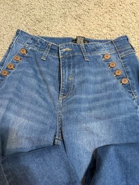 Sincerly Jules High-Rise Blue Denim Jeans with Button Detail